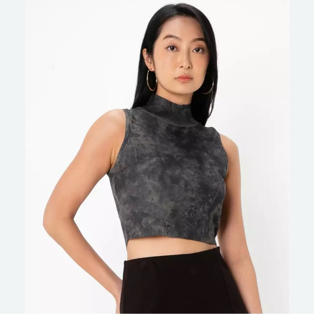Zara Gray Sleeveless Crop Tank Top